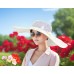 Straw Big Rim Hat - w/ Multi-String Bow - White - HT-SHA50203WT